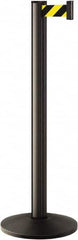 Lavi Industries - 40" High, 2-3/4" Pole Diam, Stanchion - 14" Base Diam, Dome Cast Iron Base, Black Aluminum Post, 7' x 2" Tape, Single Line Tape - Benchmark Tooling