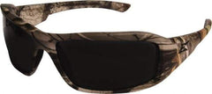 Edge Eyewear - Smoke Lenses, Framed Safety Glasses - Scratch Resistant, Forest Camo Nylon Frame, Size Universal, Wrap Around - Benchmark Tooling