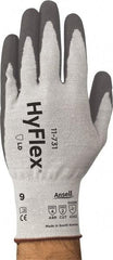Ansell - Size L (9), ANSI Cut Lvl 2, Abrasion Lvl 4, Polyurethane Coated Polyurethane Cut Resistant Gloves - 9.88" Long, Palm Coated, Nylon & Spandex Lining, Knit Wrist, Gray, Paired - Benchmark Tooling