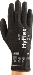Ansell - Size XL (10), ANSI Cut Lvl 4, Puncture Lvl 2, Abrasion Lvl 6, Polyurethane Coated Polyurethane Cut Resistant Gloves - 10.2" Long, Palm Coated, Nylon & Spandex Lining, Knit Wrist, Black, Paired - Benchmark Tooling