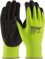 PRO-SAFE - Size S (7), ANSI Cut Lvl 3, Nitrile Coated HPPE Fiber Cut Resistant Gloves - Palm & Fingers Coated, Continuous Knit Cuff, Hi-Vis Yellow, Paired - Benchmark Tooling