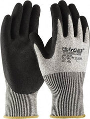 PRO-SAFE - Size XS (6), ANSI Cut Lvl 4, Nitrile Coated HPPE Fiber Cut Resistant Gloves - Palm & Fingers Coated, Continuous Knit Cuff, Gray, Paired - Benchmark Tooling