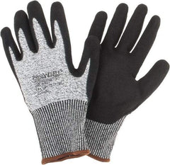 PRO-SAFE - Size L (9), ANSI Cut Lvl 4, Nitrile Coated HPPE Fiber Cut Resistant Gloves - Palm & Fingers Coated, Continuous Knit Cuff, Gray, Paired - Benchmark Tooling