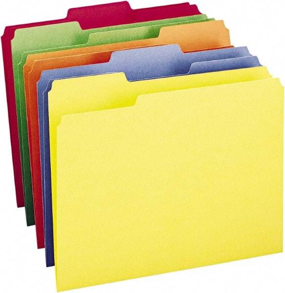 SMEAD - 8-1/2 x 11", Letter Size, Assorted Colors, File Folders with Top Tab - 11 Point Stock, 1/3 Tab Cut Location - Benchmark Tooling