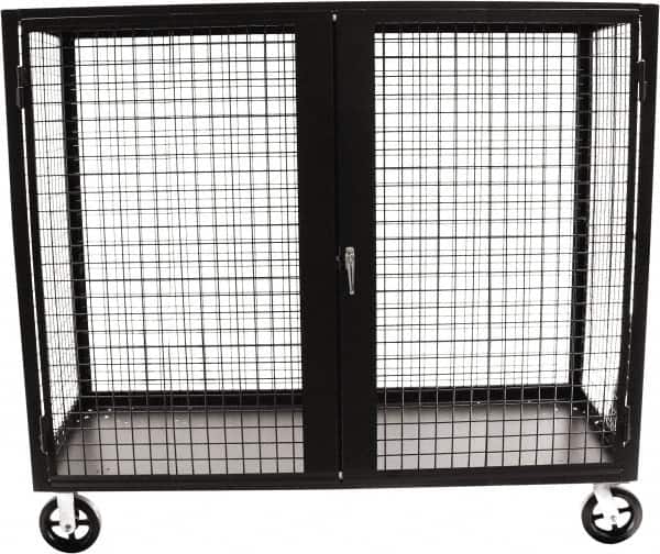 Valley Craft - 2,000 Lb Capacity, 4-Sided Steel Security Truck - 30" Long x 60" Wide x 66" High, 8" Diam Mold-On Rubber Wheels - Benchmark Tooling