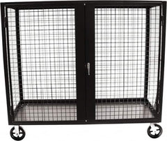Valley Craft - 2,000 Lb Capacity, 4-Sided Steel Security Truck - 30" Long x 60" Wide x 66" High, 8" Diam Mold-On Rubber Wheels - Benchmark Tooling