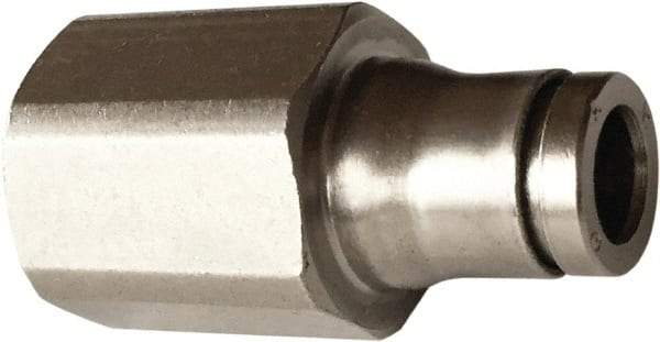 Legris - 1/2" Outside Diam, 3/8 NPT, Nickel Plated Brass Push-to-Connect Tube Female Connector - 435 Max psi, Tube to Female NPT Connection, FKM O-Ring, Conforms to FDA Standards - Benchmark Tooling