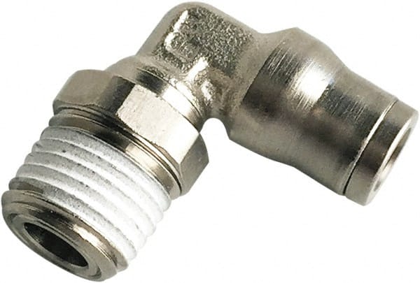 Push-To-Connect Tube to Male & Tube to Male NPT Tube Fitting: 3/8″ Thread, 3/8″ OD Nickel-Plated Brass, 435 psi