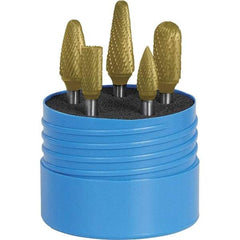 SGS Pro - 5 Piece, 1/4" Shank Burr Set - Tungsten Carbide, Multiple Head Shape - Benchmark Tooling