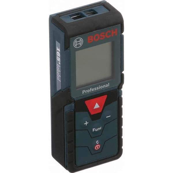 Bosch - 165' Range, Laser Distance Finder - 2 AAA Batteries Required, Accurate to 1/16", Comes with 2 AAA Batteries, Hand Strap, 5 Target Cards, Pouch - Benchmark Tooling