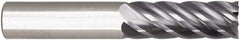 Niagara Cutter - 1/4", 5/8" LOC, 1/4" Shank Diam, 2" OAL, 6 Flute, Solid Carbide Square End Mill - Single End, AlTiN Finish, Spiral Flute, 38° Helix, Right Hand Cut, Right Hand Flute, Series S638 - Benchmark Tooling