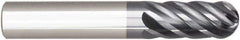 Niagara Cutter - 1/4" Diam, 1/4" LOC, 6 Flute Solid Carbide Ball End Mill - AlTiN Finish, Single End, 2" OAL, 1/4" Shank Diam, Spiral Flute - Benchmark Tooling