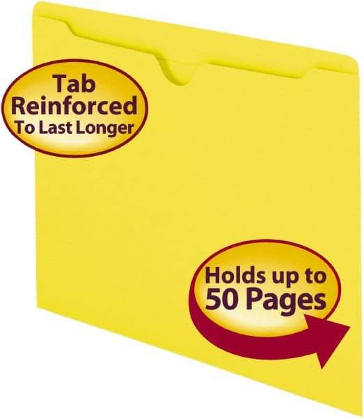 SMEAD - 8-1/2 x 11", Letter Size, Yellow, Colored Folders with Double-Ply Tabs - 11 Point Stock, Straight Tab Cut Location - Benchmark Tooling