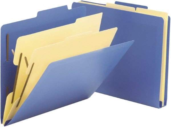 SMEAD - 8-1/2 x 11", Letter Size, Blue, Classification Folders with Top Tab Fastener - Right of Center Tab Cut Location - Benchmark Tooling