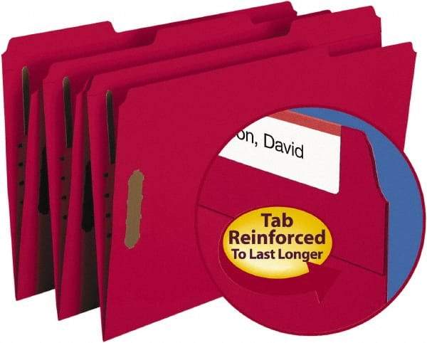 SMEAD - 8-1/2 x 14", Legal, Red, File Folders with Top Tab - 11 Point Stock, 1/3 Tab Cut Location - Benchmark Tooling