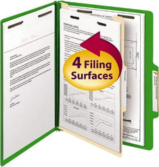 SMEAD - 8-1/2 x 11", Letter Size, Green, Classification Folders with Top Tab Fastener - 14 Point Stock, Right of Center Tab Cut Location - Benchmark Tooling
