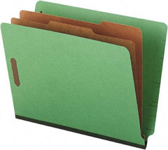 UNIVERSAL - 8-1/2 x 11", Letter Size, Green, Classification Folders with End Tab Fastener - 25 Point Stock, Straight Tab Cut Location - Benchmark Tooling