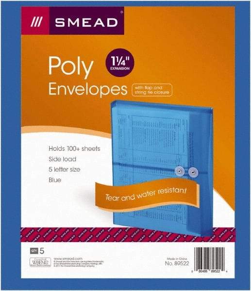 SMEAD - 8-1/2 x 11", Letter Size, Transparent Blue, Poly String & Button Envelope - Benchmark Tooling