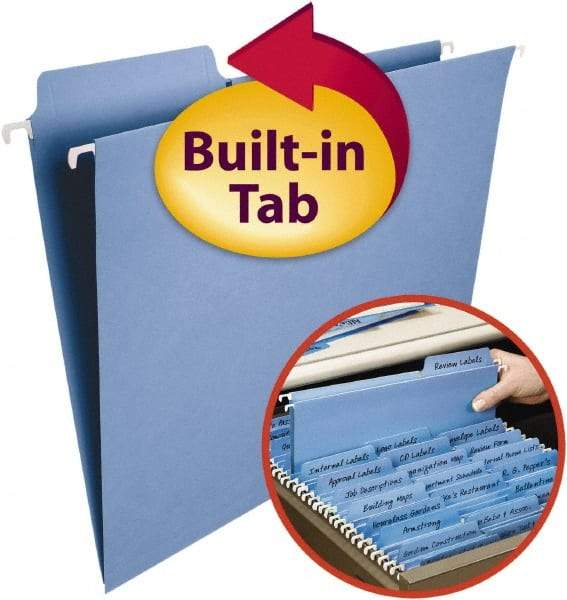 SMEAD - 8-1/2 x 11", Letter Size, Blue, Hanging File Folder - 11 Point Stock, 1/3 Tab Cut Location - Benchmark Tooling