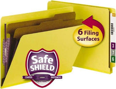 SMEAD - 8-1/2 x 11", Letter Size, Yellow, Classification Folders with End Tab Fastener - 23 Point Stock, Straight Tab Cut Location - Benchmark Tooling