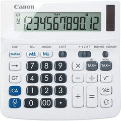 Canon - 12-Digit LCD 12 Function Portable Calculator - 6-1/2 x 6 x 1-1/4 Display Size, White, Solar & Battery Powered - Benchmark Tooling