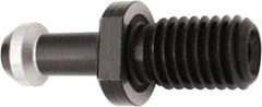 Accupro - C Style, CAT40 Taper, 5/8-11 Thread, 45° Angle Radius, High Torque Retention Knob - 2-1/4" OAL, 0.5906" Knob Diam, 0.9882" Flange Thickness, 1.2638" from Knob to Flange, 0.1378" Coolant Hole, Through Coolant - Exact Industrial Supply