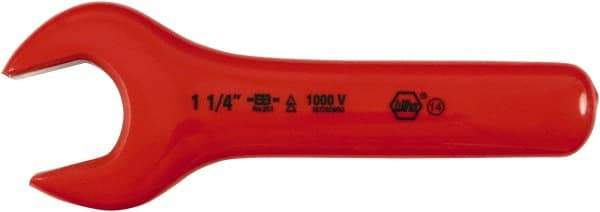 Wiha - 1-1/4" Nonsparking Standard Open End Wrench - 7-1/2" OAL, Single End, Insulating Elastomer Finish, 15° Head Angle - Benchmark Tooling