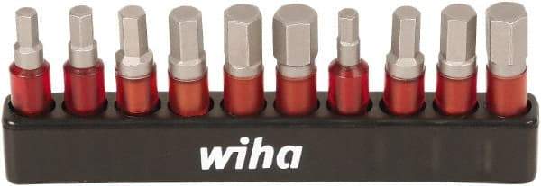 Wiha - 10 Piece 1/4" Drive Inch/Metric Impact Hex Bit Socket Set - 1/8 to 1/4" Hex - Benchmark Tooling