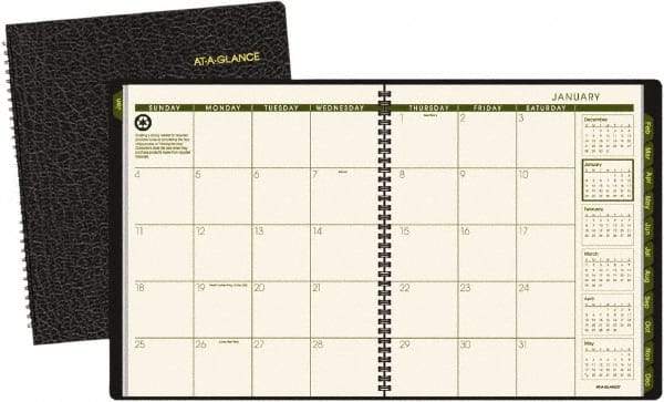 AT-A-GLANCE - 12 Sheet, 9 x 11", Monthly Planner - Black - Benchmark Tooling