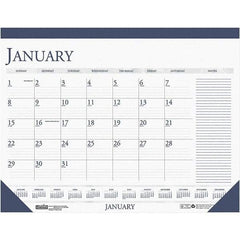 House of Doolittle - 12 Sheet, 18-1/2 x 13", Desk Calendar - White & Blue - Benchmark Tooling