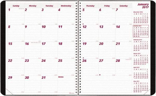 Brownline - 12 Sheet, 8-1/2 x 11", Monthly Planner - Black - Benchmark Tooling