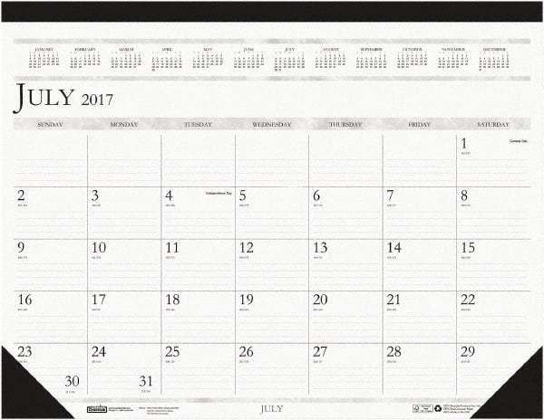 House of Doolittle - 12 Sheet, 22 x 17", Desk Pad - White & Blue - Benchmark Tooling