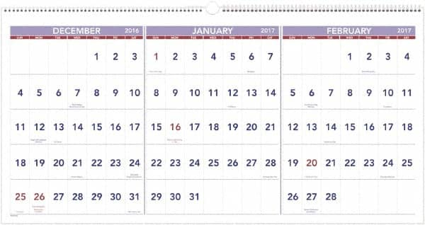 AT-A-GLANCE - 7 Sheet, 23-1/2 x 12", Wall Calendar - White - Benchmark Tooling