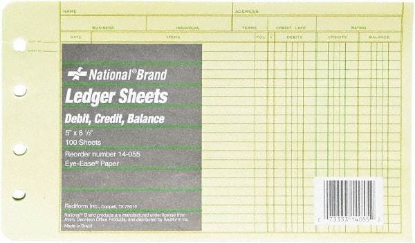 National Brand - 100 Sheet, 5 x 8-1/2", Ledger Refill Sheets - Green - Benchmark Tooling