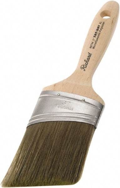 Richard - 3" Oval/Angle Polyester Angular Brush - 3-1/4" Bristle Length, 5-3/4" Wood Sash Handle - Benchmark Tooling