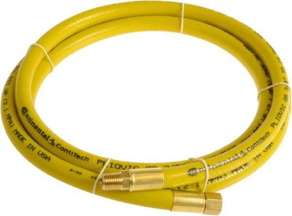 Continental ContiTech - 1/4" ID x 0.45" OD 10' Long Multipurpose Air Hose - MNPT x FNPT Ends, 300 Working psi, -10 to 158°F, 1/4" Fitting, Yellow - Benchmark Tooling