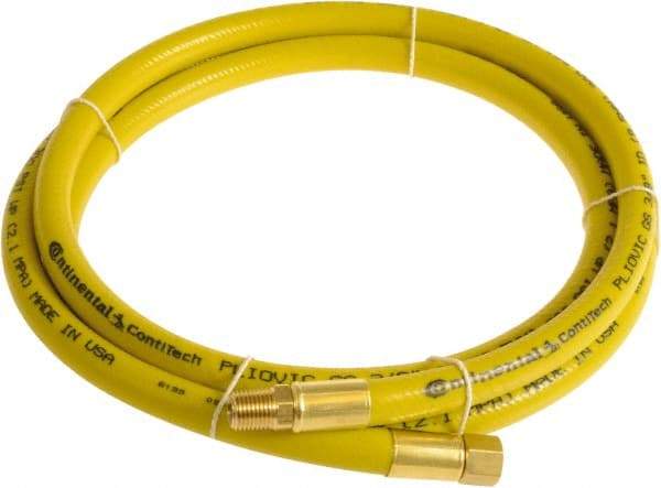 Continental ContiTech - 3/8" ID x 0.6" OD 5' Long Multipurpose Air Hose - MNPT x FNPT Ends, 300 Working psi, -10 to 158°F, 1/4" Fitting, Yellow - Benchmark Tooling