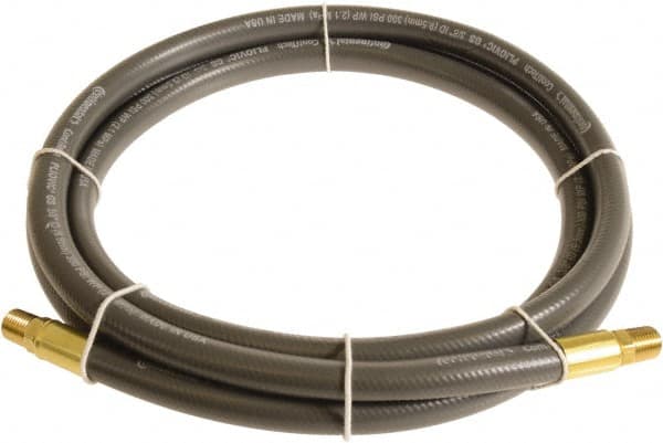 Continental ContiTech - 3/8" ID x 0.6" OD 3' Long Multipurpose Air Hose - MNPT x MNPT Ends, 300 Working psi, -10 to 158°F, 1/4" Fitting, Gray - Benchmark Tooling