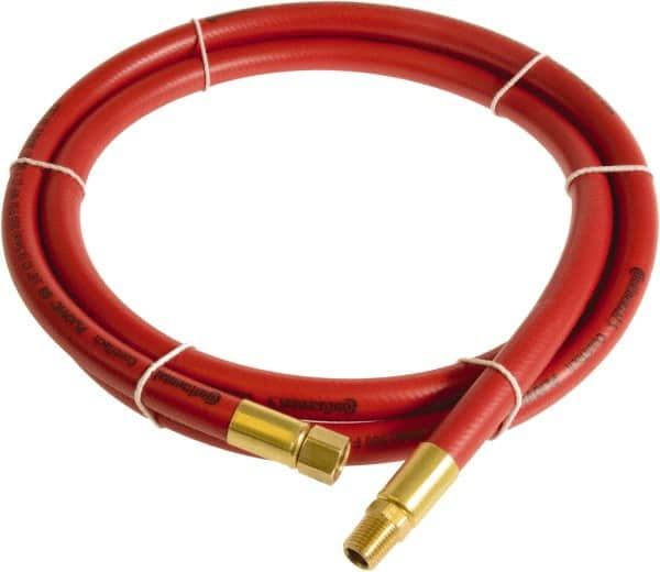 Continental ContiTech - 1/4" ID x 0.45" OD 3' Long Multipurpose Air Hose - MNPT x FNPT Ends, 300 Working psi, -10 to 158°F, 1/4" Fitting, Red - Benchmark Tooling