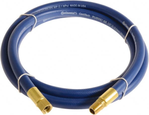 Continental ContiTech - 3/8" ID x 0.6" OD 10' Long Multipurpose Air Hose - MNPT x FNPT Ends, 300 Working psi, -10 to 158°F, 1/4" Fitting, Blue - Benchmark Tooling