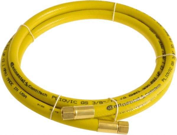 Continental ContiTech - 3/8" ID x 0.6" OD 50' Long Multipurpose Air Hose - FNPT x FNPT Ends, 300 Working psi, -10 to 158°F, 1/4" Fitting, Yellow - Benchmark Tooling