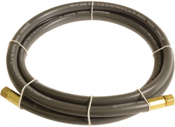 Continental ContiTech - 1/4" ID x 0.45" OD 3' Long Multipurpose Air Hose - FNPT x FNPT Ends, 300 Working psi, -10 to 158°F, 1/4" Fitting, Gray - Benchmark Tooling