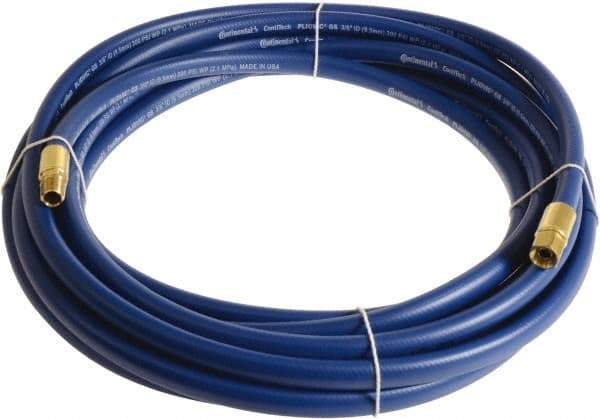 Continental ContiTech - 3/8" ID x 0.6" OD 20' Long Multipurpose Air Hose - MNPT x FNPT Ends, 300 Working psi, -10 to 158°F, 1/4" Fitting, Blue - Benchmark Tooling