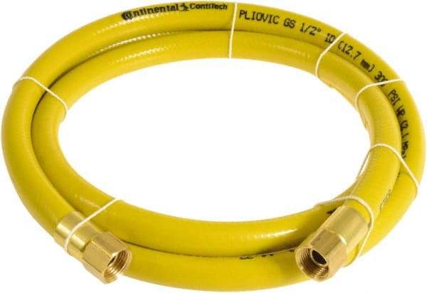 Continental ContiTech - 1/2" ID x 0.78" OD 20' Long Multipurpose Air Hose - FNPT x FNPT Ends, 300 Working psi, -10 to 158°F, 1/2" Fitting, Yellow - Benchmark Tooling