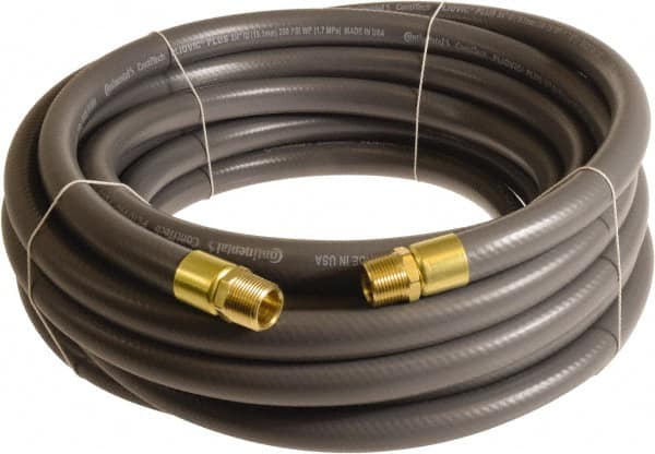 Continental ContiTech - 1" ID x 1.38" OD 50' Long Multipurpose Air Hose - MNPT x MNPT Ends, 250 Working psi, -10 to 158°F, 1" Fitting, Gray - Benchmark Tooling