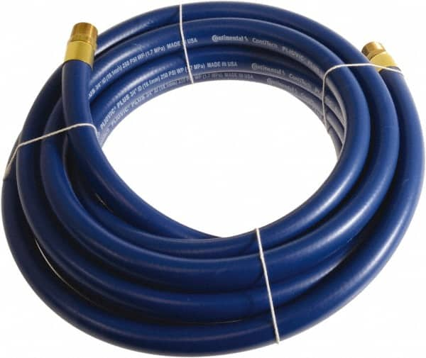 Continental ContiTech - 3/4" ID x 1.11" OD 100' Long Multipurpose Air Hose - MNPT x MNPT Ends, 250 Working psi, -10 to 158°F, 3/4" Fitting, Blue - Benchmark Tooling