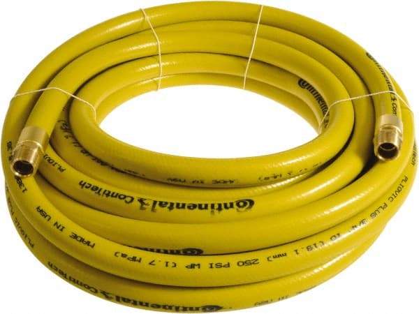 Continental ContiTech - 1" ID x 1.38" OD 50' Long Multipurpose Air Hose - MNPT x MNPT Ends, 250 Working psi, -10 to 158°F, 1" Fitting, Yellow - Benchmark Tooling