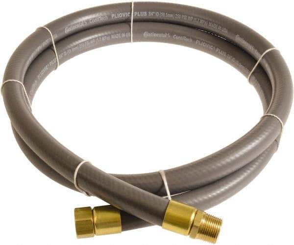 Continental ContiTech - 3/4" ID x 1.11" OD 3' Long Multipurpose Air Hose - MNPT x FNPT Ends, 250 Working psi, -10 to 158°F, 3/4" Fitting, Gray - Benchmark Tooling