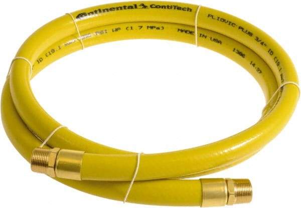 Continental ContiTech - 3/4" ID x 1.11" OD 5' Long Multipurpose Air Hose - MNPT x MNPT Ends, 250 Working psi, -10 to 158°F, 3/4" Fitting, Yellow - Benchmark Tooling