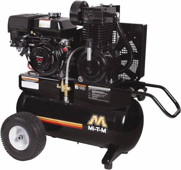 MI-T-M - 9.0 hp, 17.2 CFM, 175 Max psi, Two Stage Portable Fuel Air Compressor - Honda GX270 OHV Engine - Benchmark Tooling